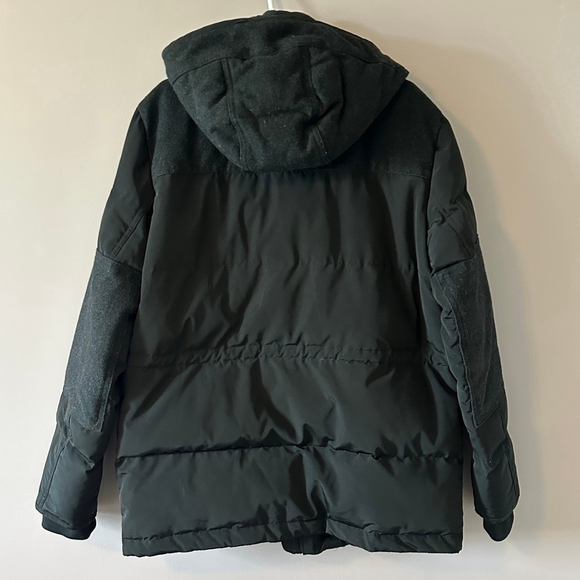 Men's Express Black Charcoal Grey Down Puffer Jacket with Hood Size L - Picture 7 of 16